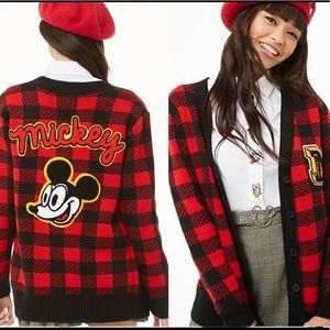 Forever 21 x Mickey Mouse Disney Checkered Cardigan 90th anniversary plaid